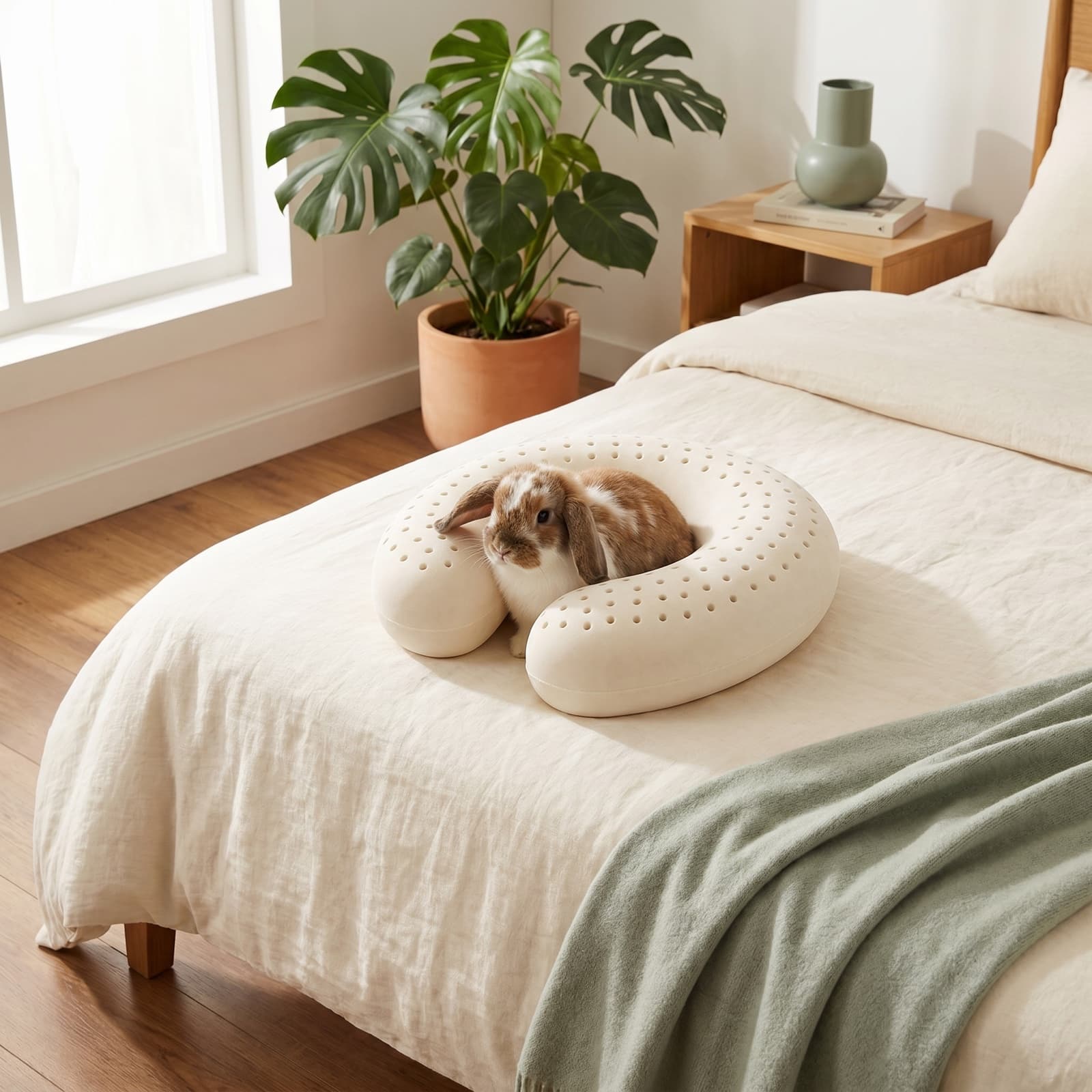 Travel Pillow — On the bed at home
